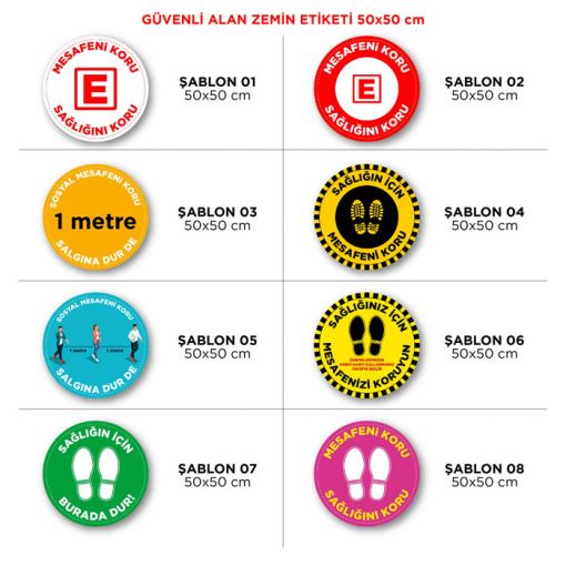 Zemin Etiketi, Güvenli Alan Etiketi, Mesafeni Koru Etiketi